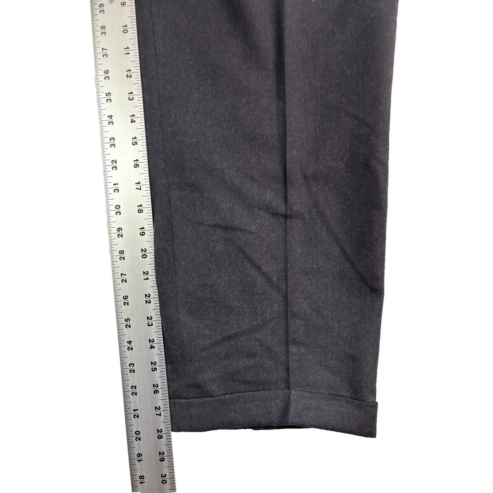 Ralph Lauren 38x28 Navy Blue Flannel Wool‎ Dress Suit Pants Pleated Cuffed Mens